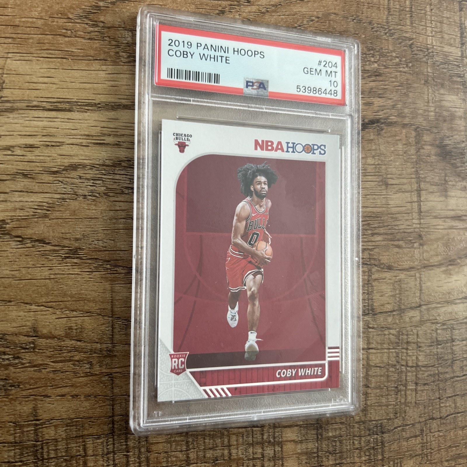 Panini 2019-20 NBA Hoops Coby White Rookie #204 PSA 10 Chicago Bulls Base