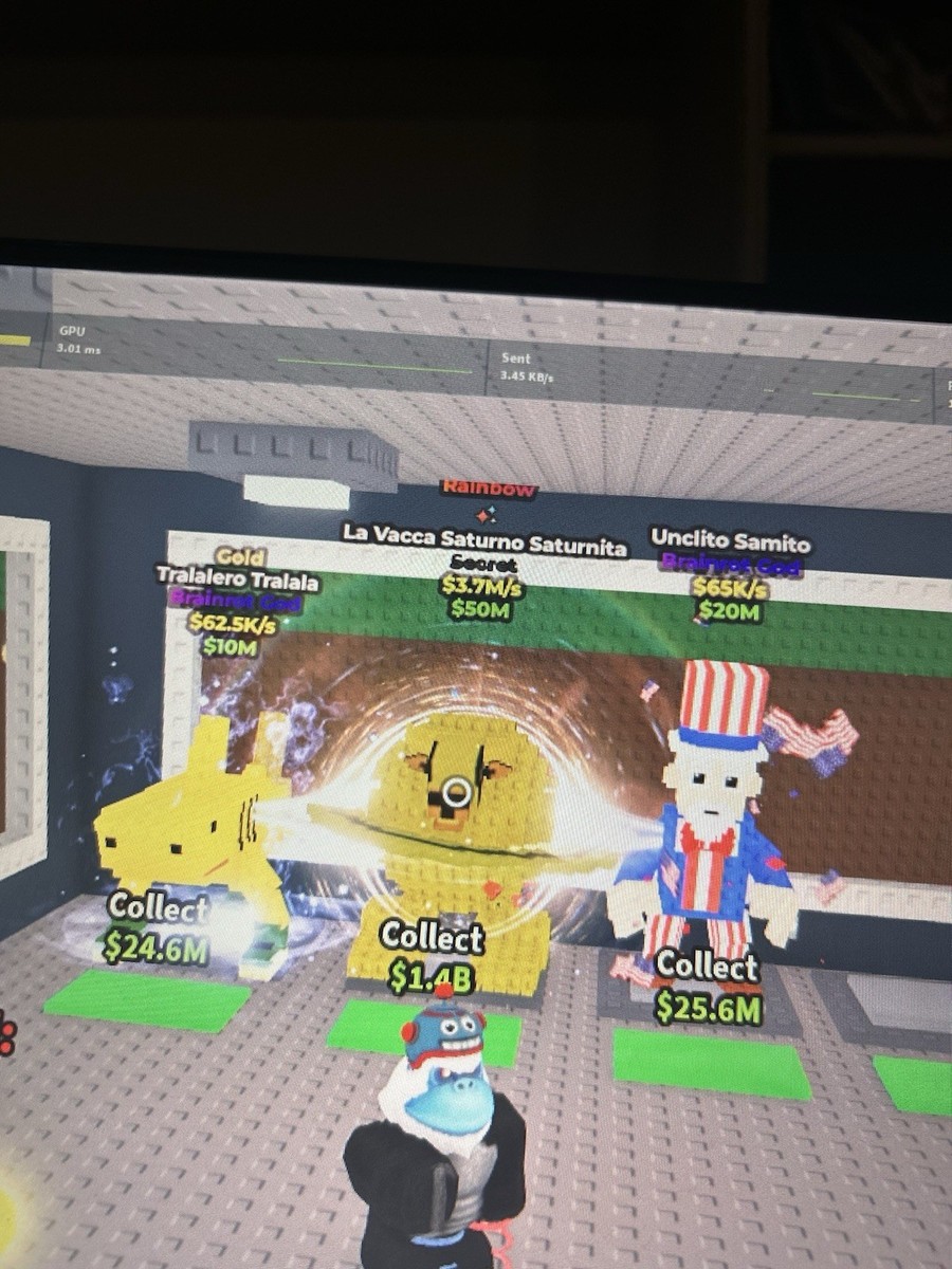 Steal a Brainrot Roblox Rainbow La Vacca Saturno with Firework