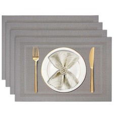 Placemats Set of 4, Vinyl Woven Place Mats, Non-Slip Double-Sided Wipeable Ta...