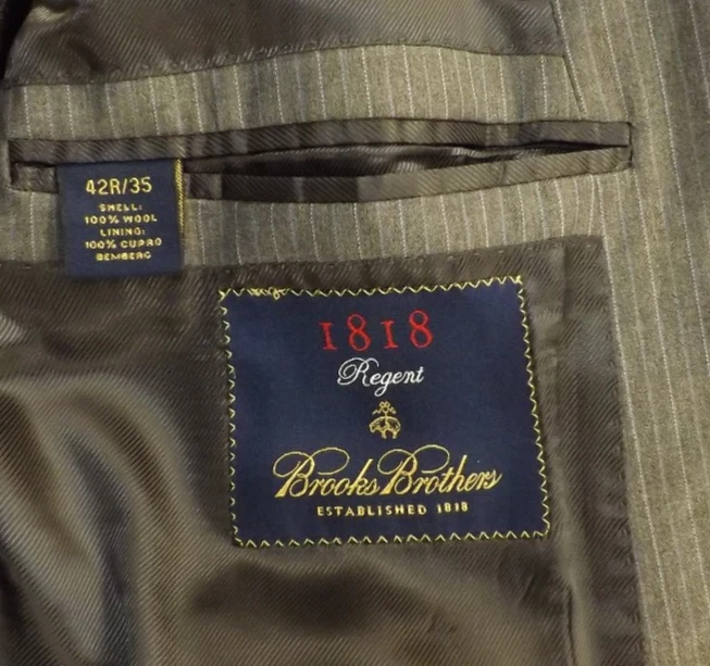 Brooks Brothers Regent 42R Gray Pinstripe 36x29 Flat Pants Loro Plana Wool Italy - Image 4 of 4