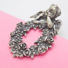 Vintage Italian Handmade Genuine Silver 800 Angel Note Clip Arezzo Tuscany