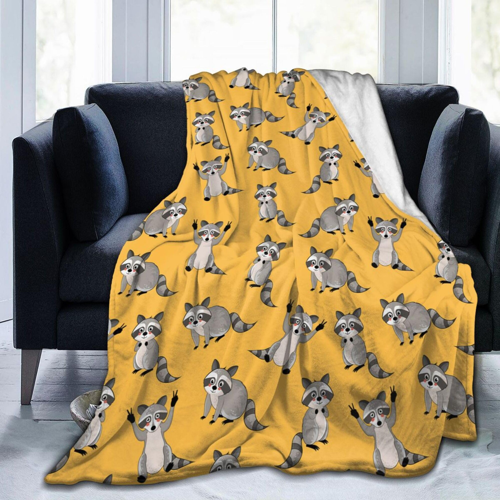 Raccoon Blanket Throw Blanket Raccoon Gift for Women Men Soft Animal Flannel ...