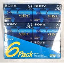 Sony VHS-C Premium Grade Tapes 6 Pack Video Cassettes TC-30VHG NOS