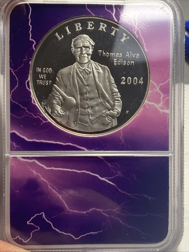 (2) 2004-P $1 Thomas Alva Edison Silver Dollars NGC PF69/MS70 Item 9558 - Picture 3 of 5