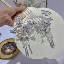Silver Color Butterfly Hair Pin Chinese Style Hanfu Traditional Hair Accessory