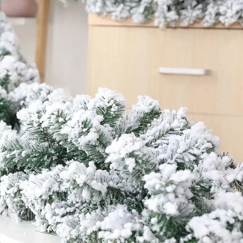 NNETM Snow Flocked Christmas Garland: Winter Frosted Pine for Festive Decor - Picture 5 of 7