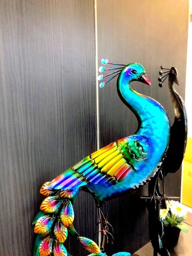 Large HandMade Metal Craft Peacock Indoor Outdoor Pond Garden Ornament Sculpture - Picture 6 of 8
