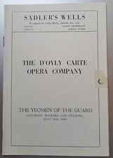 1953 D`Oyly Carte programme Gilbert & Sullivan Yeomen Sadler`s Wells Theatre