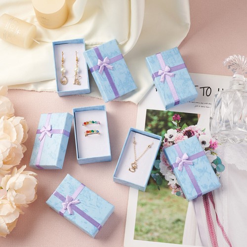 Juego de 12 cajas de joyería de papel de cartón rectangular embalaje de regalo 8,25x5,3 mm - Imagen 4 de 12
