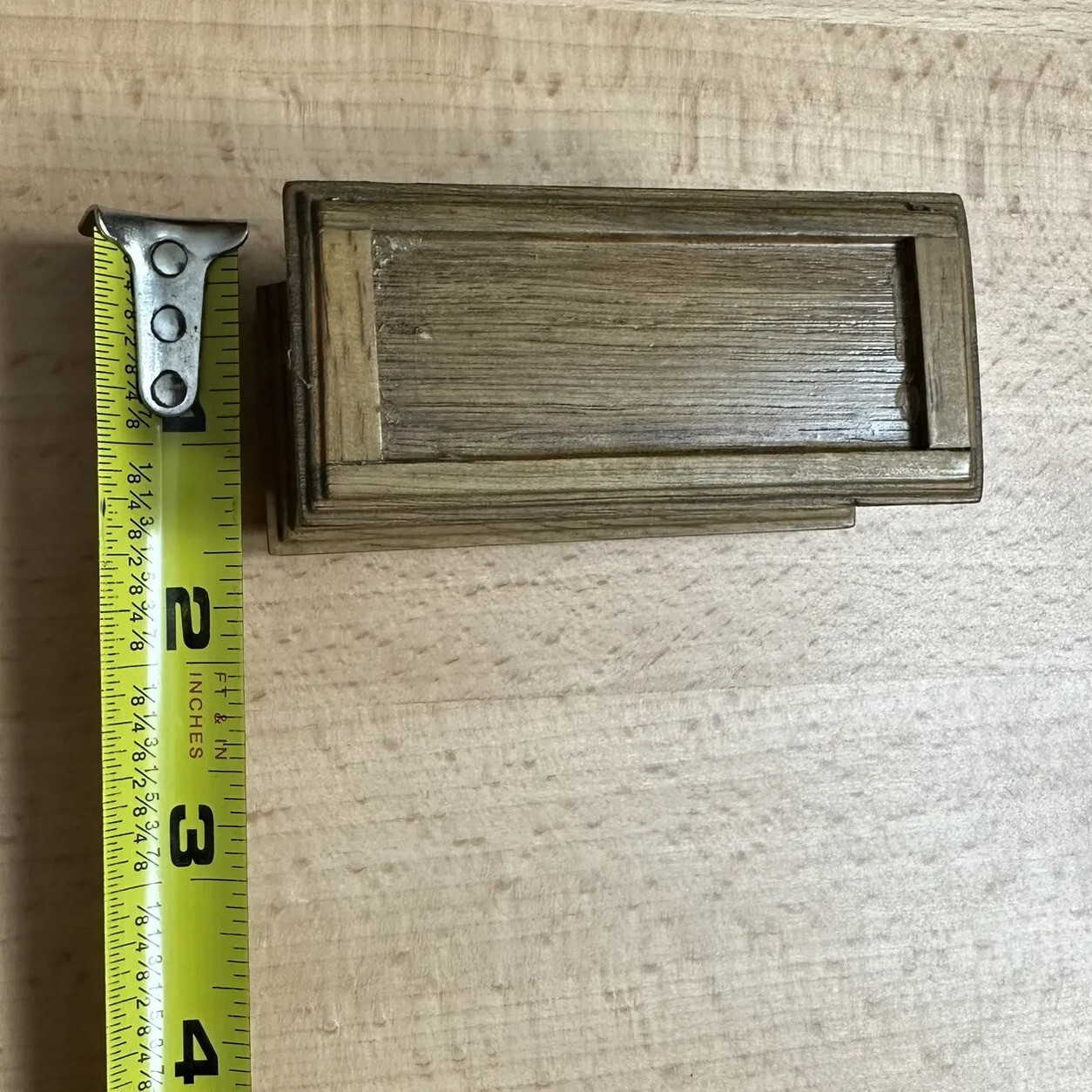 Vintage Artisan Dollhouse Miniature Blanket Chest Trunk Carved Wood Furniture