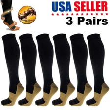 Compression Socks Knee High Running Sport Long Stockings Ankle Pairs 30-40 mmhg