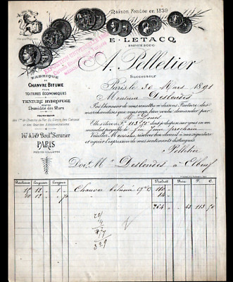 PARIS (19. Jh.) FABRIK / HANF bitumiert und sandgestrahlt ''LETACQ / PELLETIER'' 1891