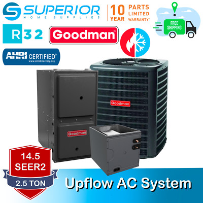 Goodman 2.5 TON 14.5 SEER2 Upflow R-32 AC System with 96% AFUE 60k BTU Furnace