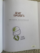 MORT WALKER ORIGINAL COLOR BEETLE BAILEY DRAWING ON INSIDE OF BOOK+JSA      RARE