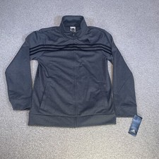 New Adidas 3 Stripe Dark Grey And White Full Zip Track Jacket Youth Large 14/16