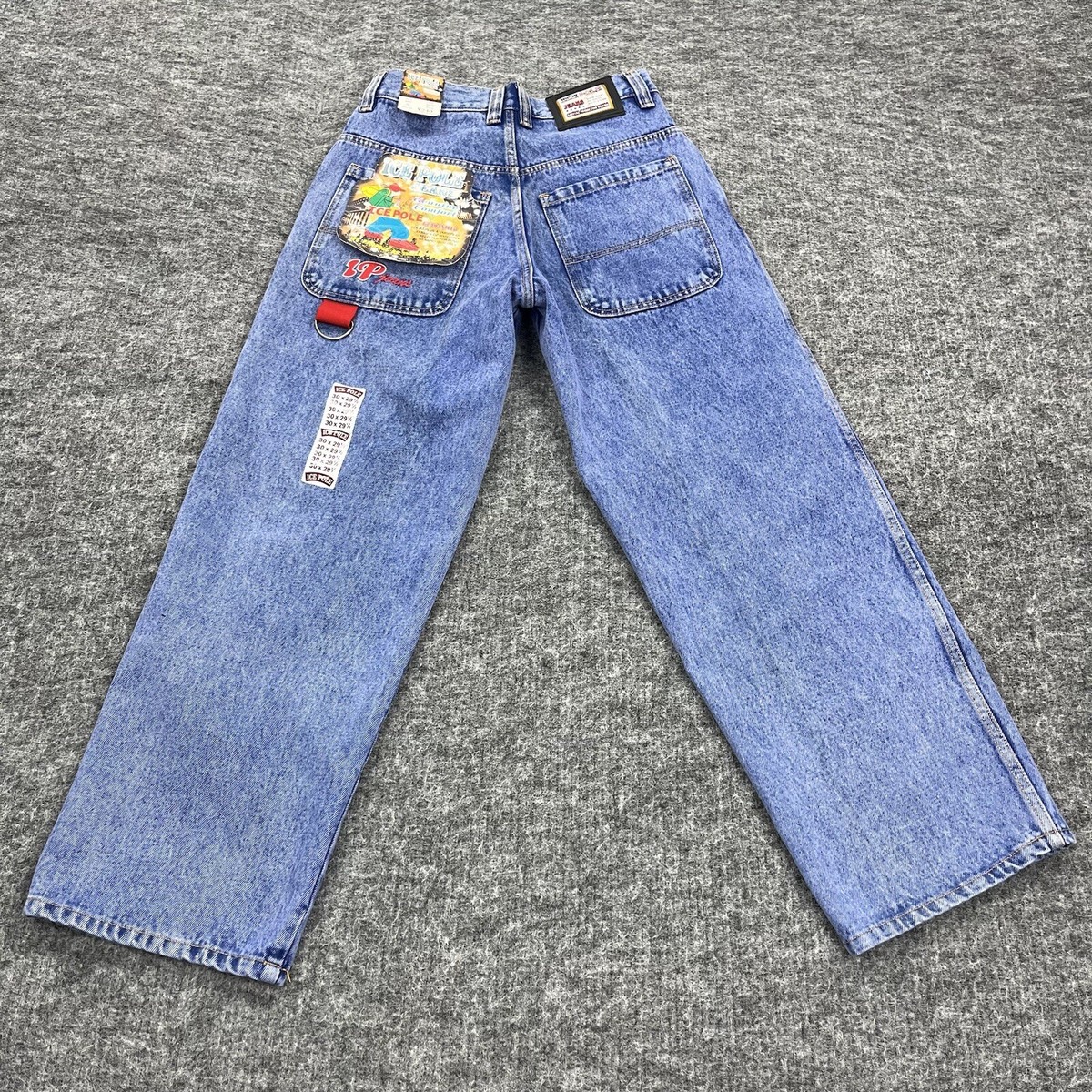 Vintage Ice Pole Jeans Mens 30x29.5 Blue Denim Baggy Wide Leg