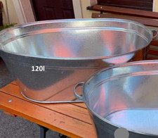 Zinkwanne Badewanne groß rund massiv aus Metall oval Kapazität-120l