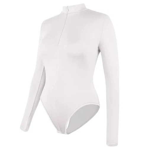 Body donna finto collo foderato in pile manica lunga girocollo casual body top - Foto 8 di 12