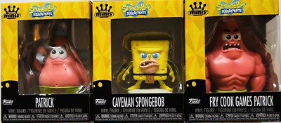 Funko Minis - SPONGEBOB - PATRICK-CAVEMAN SPONGEBOB-FRY COOK GAMES PATRICK