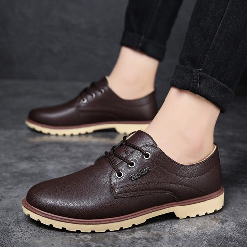 Men's Fashion Lace Up Shoes Waterproof Low Top Versatile Rubber Shoes for Men Ca - 第 23/25 張圖片