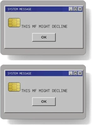 ANY CUSTOM PRODUCT Credit Card Skin Sticker This MF Might Decline Funny UV Sticker - 2 pack