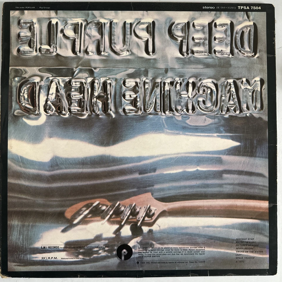 DEEP PURPLE MACHINE HEAD VINYL LP PURPLE UK 1972 1ST PRESS 1U/1U + INSERT EXC - Image 2 of 4