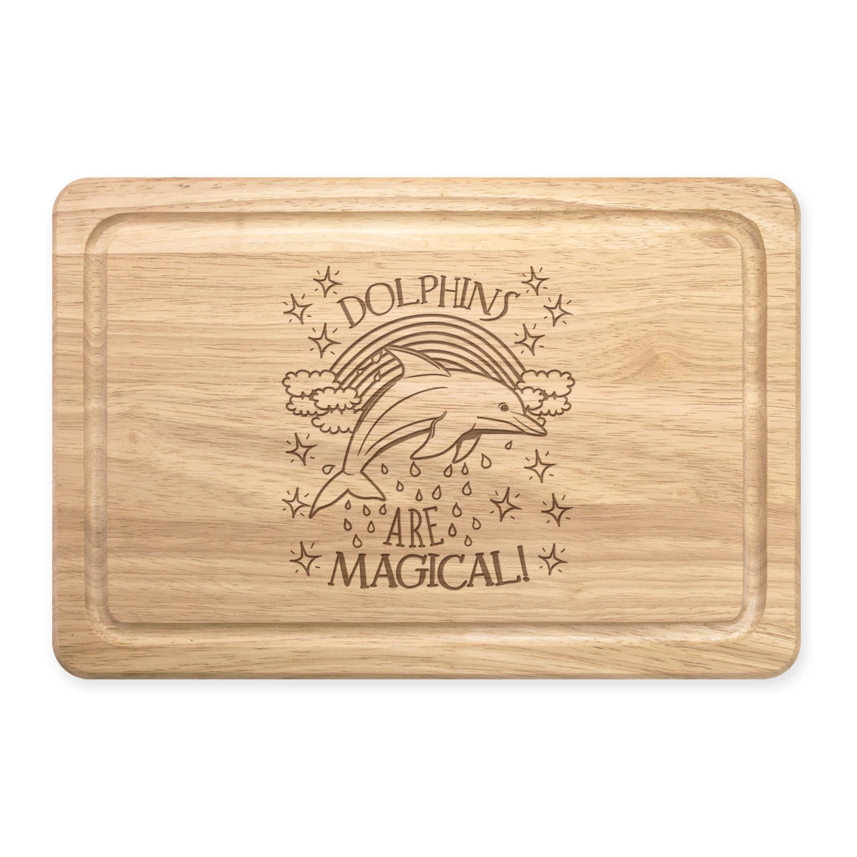 Dolphins Are Magical Rectangular Wooden Chopping Board - Funny Rainbows