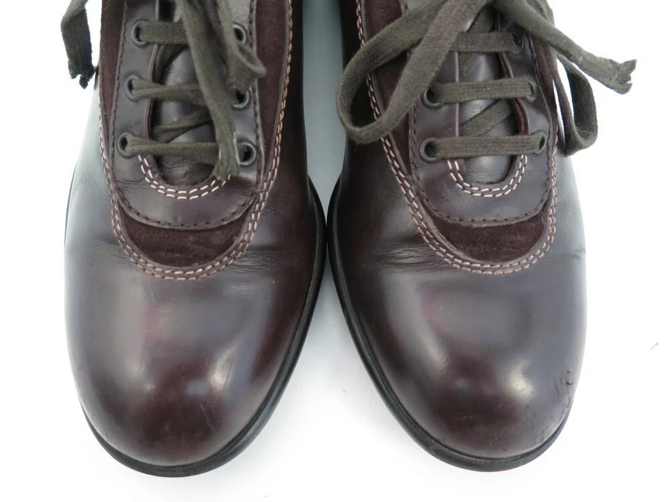 CHAUSSURES FEMME TOD'S DERBIES BASKETS CUIR MARRON TAILLE FR 36.5 IT 35.5 - Photo 3/4