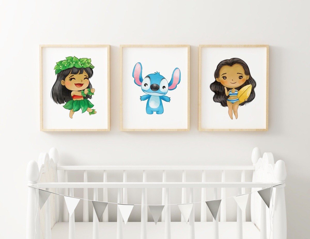 Lilo Stitch Nursery Art Print Decor Set Of UK