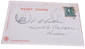 DECEMBER 1906 ERIE RAILROAD NEW YORK & SALAMANCA RPO TRAIN #1 POST CARD CORNING