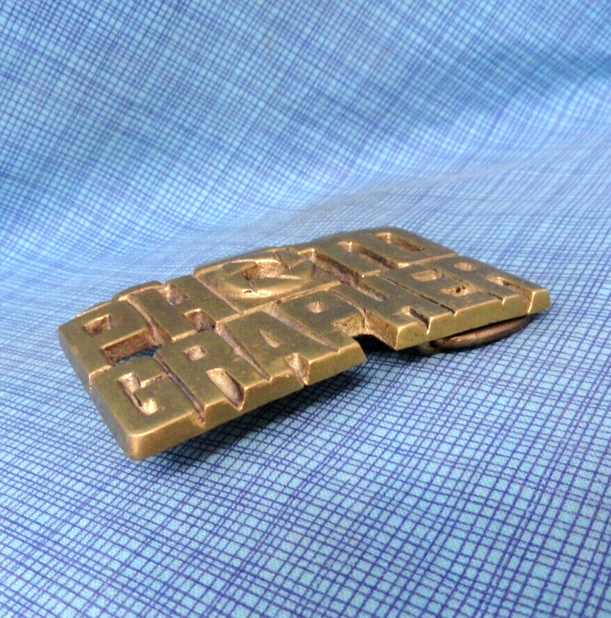 Photographer Belt Buckle Occupational Pictures Brass Vtg 80s