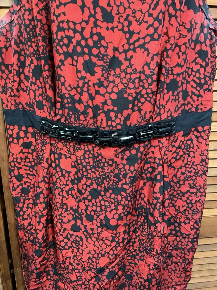 WOMENS DRESS 20W JONES NEW YORK RED MIDI SLEEVELESS LINED - Image 4 of 4