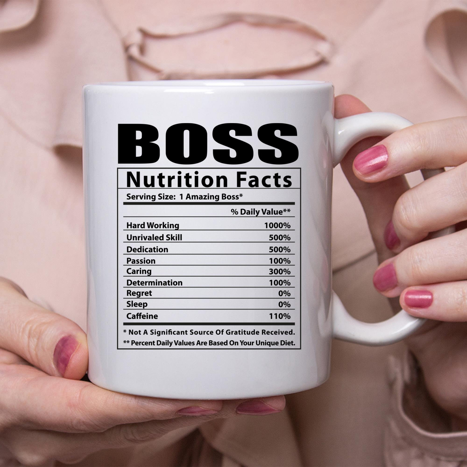 Funny Boss Nutritional Facts White Coffee Mug