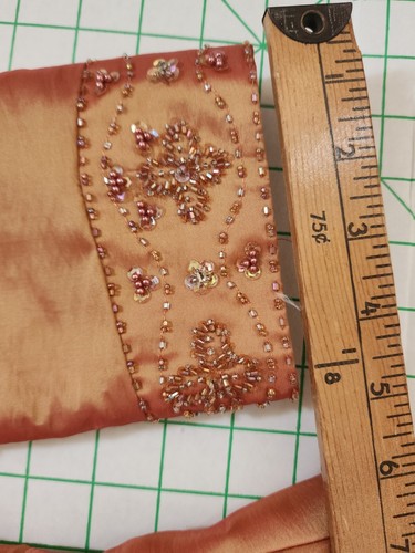 Designer Mother of the Bride Wedding Metallic Copper Beaded Ruched MOB Regal vtg - Picture 9 of 18