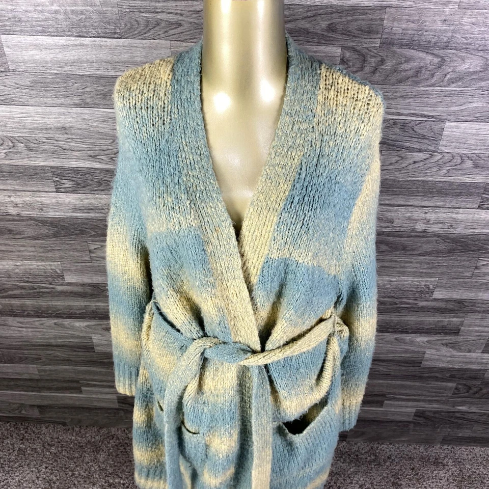 Albornoz para mujer ANN KLEIN manga larga azul/bronceado mezcla con cinturón grande Foto 2 de 4