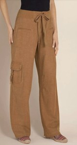 brown linen tan pants rayon surroundings cargo weekend soft womens medium