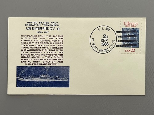 US Cachet Cover Ship Cancel USS Theodore Roosevelt CVN-71 USS Enterprise 1986 - Picture 2 of 3