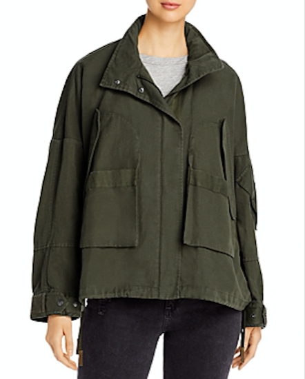 Giacca a vento verde con cappuccio Yves Salomon L30103 da donna cacciatore esercito taglia 40