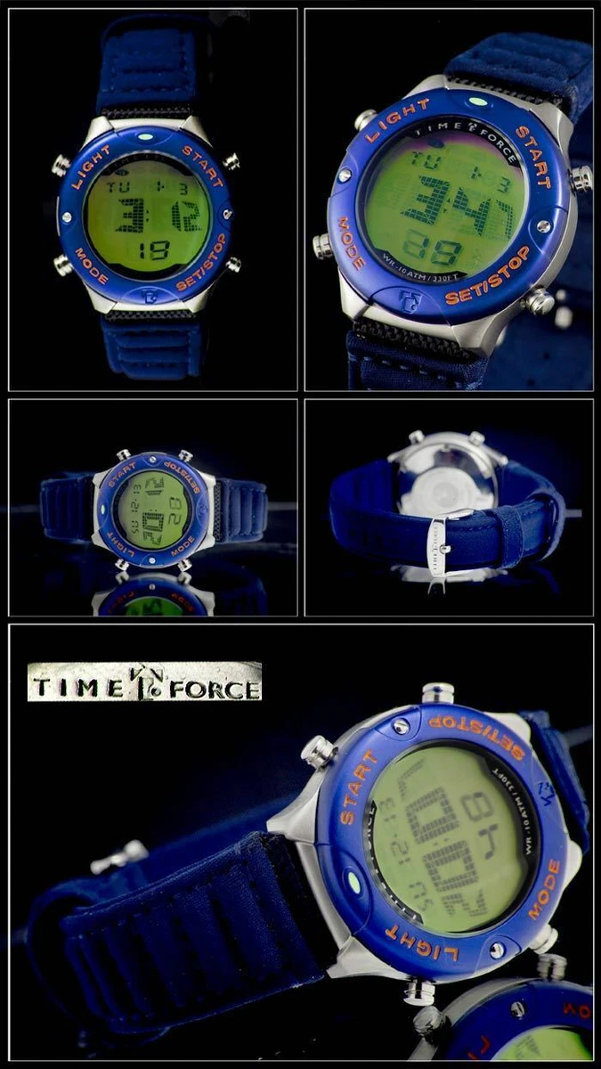 Time Force Unisex Sports Chronograph with Textile Band Digital Watch Light Timer