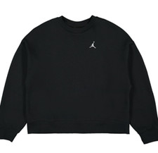 Nike Women's Air Jordan Brooklyn Fleece Crewneck Sweatshirt Black FN4491-010 i