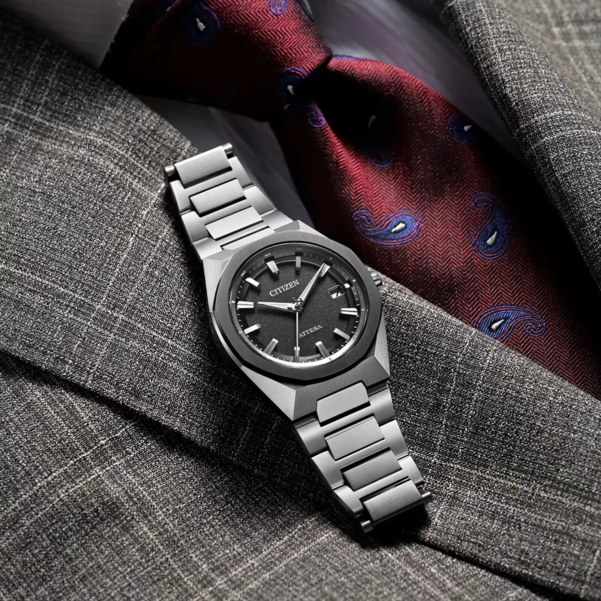 CITIZEN ATTESA CB3044-55E ACT Line Eco-Drive Black Dial Titanium