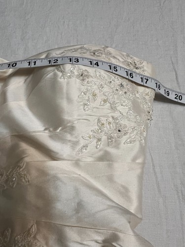 San Patrick Wedding Dress Ivory Silk Beaded Strapless Size 12 Elegant - Picture 11 of 14