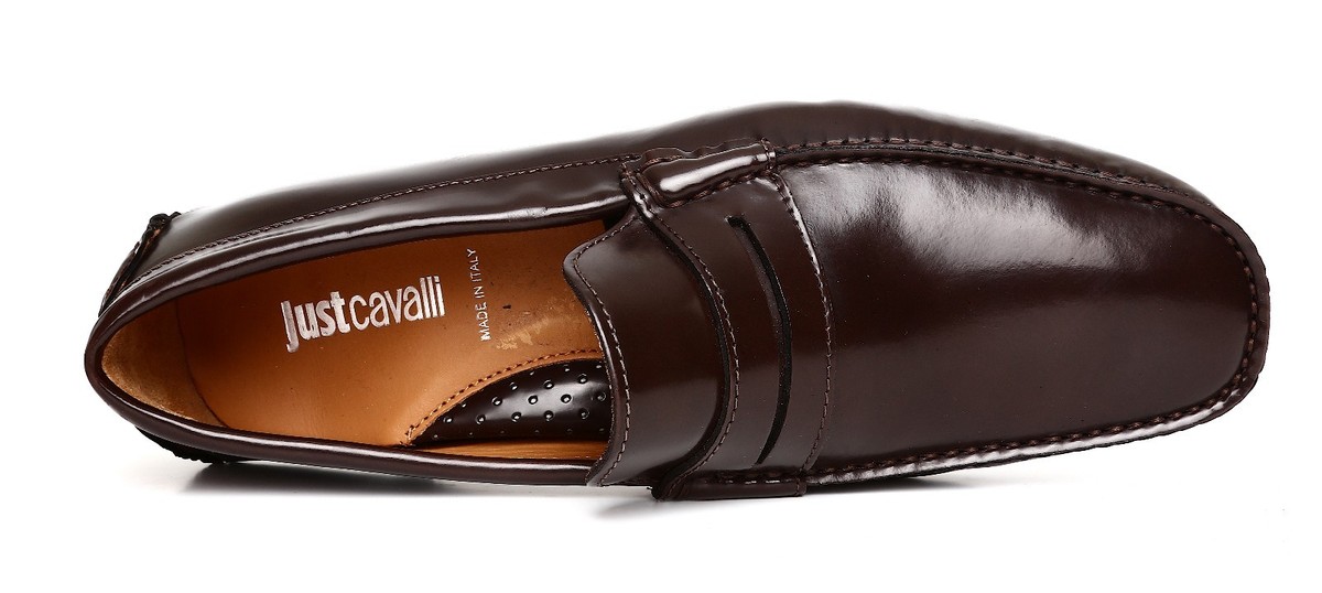 Just Cavalli Brown Leather Loafers with tags Size 10 M Roberto Cavalli Croc print leather loafers - Brown - Men|10753A main image 3