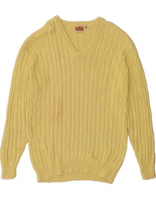 CONTE OF FLORENCE Herren V-Neck Pullover Sweater 2XL Gelb Baumwolle AL06