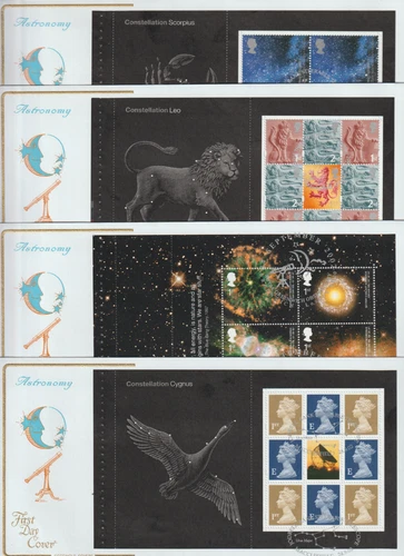 GB 2002 Astronomy Prestige Booklet Pane x 4 Cotswold FDC`s