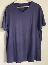 Polo Ralph Lauren Blue V Neck T Shirt Men s L Red Pony Logo