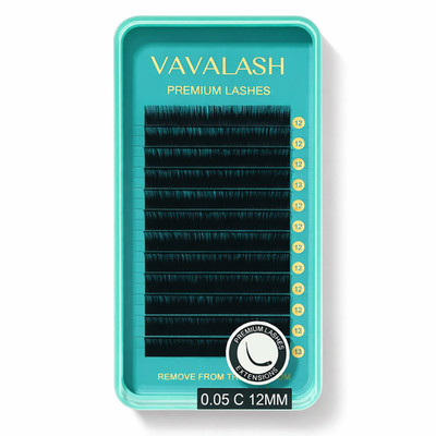 VAVALASH Premium Eyelash Extensions 0.05 C Curl 12mm Volume Lashes Tray