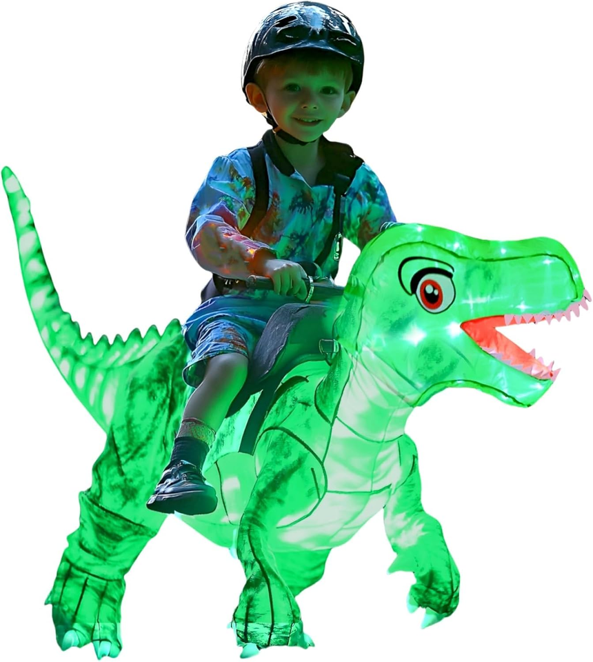 Kids Inflatable Costume, Dinosaur Rider,Blow up T-REX Costumes with LED ...