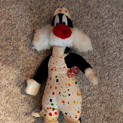 Warner Bros. Looney Tunes Sylvester Cat Plush Splatter Paint Outfit 1998