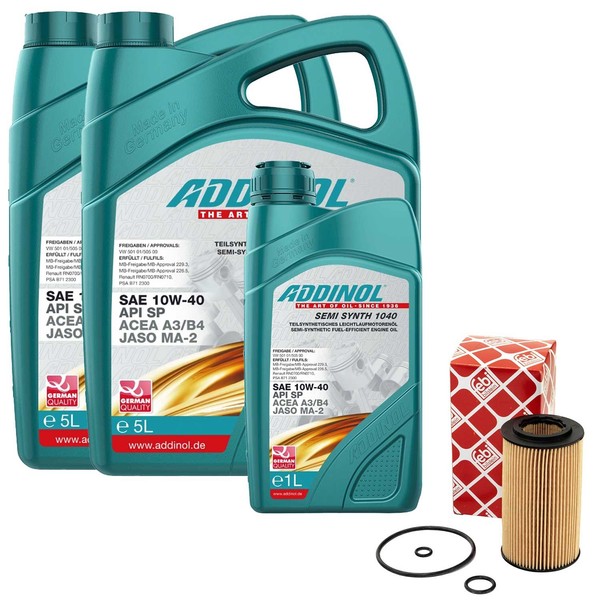 MotoröL Set Addinol 10W-40 Semi Synth 1040 11 Liter + ÖLfilter FüR Mercedes 509-image